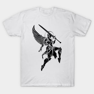 Angelic Warrior with Sword - Divine Guardian Fantasy Art T-Shirt